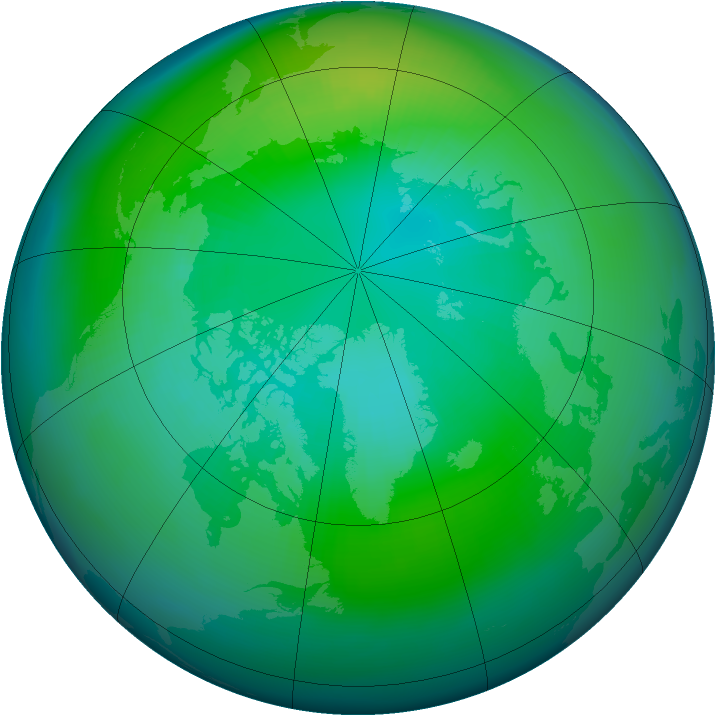 Arctic ozone map for October 1984